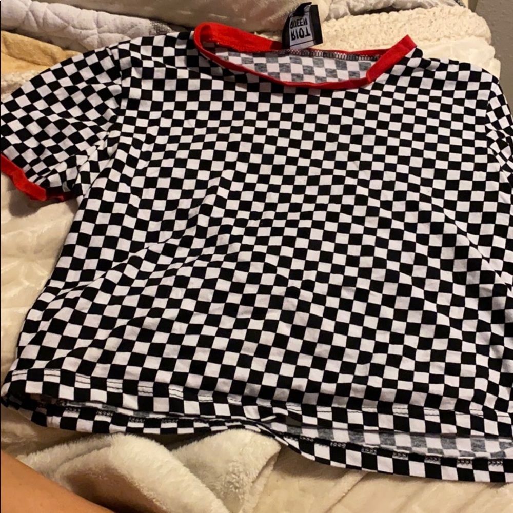 a checkered crop top